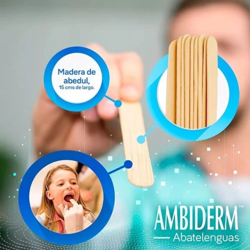 Ambiderm Abatelenguas De Madera 18x15 Cm Ambiderm