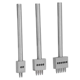 Hilitand Leather Craft Tool Kits, 3Pcs Leather Perforated Tool, Silver Tooth, Quick Easy DIY Lacing Stitching Chisel Set Leather Craft Kits, Punching (Tooth Pitch 4mm)