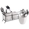 Bekith 3-Piece Ceramic Flatware Caddy with Metal Rack, Utensil Holder