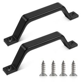 ZEYIYER 2 PCS Sliding Door Handles, 16 cm Barn Door Handle Matt Black Pull Handle Gate Handles for Closet Garage Shed Cabinets with Screws