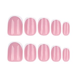 French Tip Press on Nails Short Square Fake Nails Nude Pink Acrylic Nails Glossy Nature Glue on Nails French False Nail Press ons with for Women Manicure Decoration 24Pcs