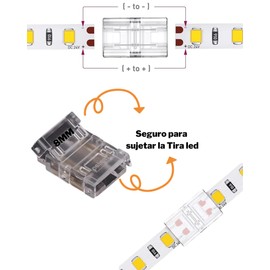 Kit 10 Conectores union para Tira LED Monocromática 8mm | Unión Recta para Cintas LED tipo COB 5050 3528 | Adaptador cople para Instalación Profesional Sin Soldadura Fácil de Usar