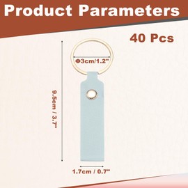MECCANIXITY 40 Pcs PU Leather Keychain Blanks Bulk Laser Engraving Keychain Leather Key Fob Kit with Key Rings for DIY Supplies Gifts (Light Blue, 3.7" x 0.7")