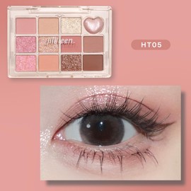 jill leen Shining 12-Color Mini Eyeshadow Palette HT05, Eyeshadow, Japan Limited Edition, Fine Glitter, High Pigmentation, High Adhesion, Compact