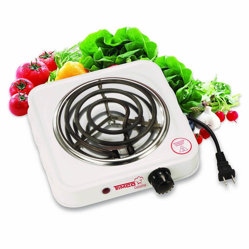 Timco PE-01 Parrilla Eléctrica de 1 Quemador, color blanco