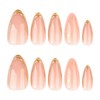 Almond Press on Nails Medium Fake Nails Gold False Nails