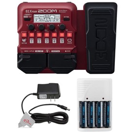 Zoom B1X Four Bass Multi-Effects Processor with Expression Pedal + Pig Hog PP9V Pig Power 9V DC Power Supply + Rechargeable Battery and Charger