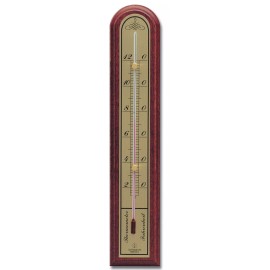 Hokco Analog Wall Thermometer Wood Mahogany Finish Brass Fahrenheit Scale 10 in.