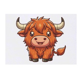 'Cute Highland Cow' Temporary Tattoo - Water Resistant, Skin-Safe, Non-Toxic Transfer (TO00081299)