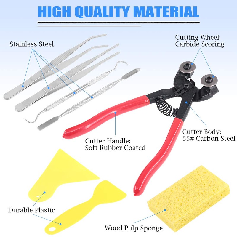Glarks 8 Pieces Mosaic Tools Set, Heavy Duty Double Wheeled