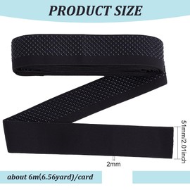 BENECREAT 6.5 Yards Non-Slip Silicone Elastic Gripper Band, 2inch Wide Black Polyester Eastic Tape Dot Silicone Backed Gripper for Garment Sewing Project, 2mm Thick