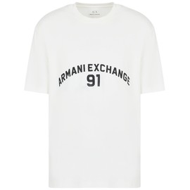 Armani Exchange Men's Big Embroidered Logo, Regular Fit, Off White, XXL T-Shirt, off white
