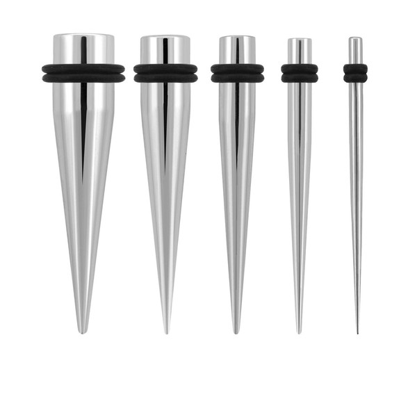 PiercingDoc Set of 2 Surgical Steel Tapers for Tunnels Silver,