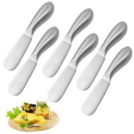 Clarmonde Premium Stainless Steel Cheese Tool Set - 6 Piece Cheese Knife Set - Cut, Spread All Your Favorite Cheeses (6 Silver Round Cheese Knife)