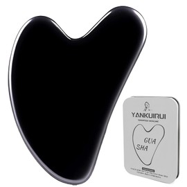 Gua Sha Facial Tools, Jade GuaSha Board Stones Massage Scraping for SPA Acupuncture, Metal Gua Sha for Body Face Neck and Eye, Skin Care Gift for Woman (Black)