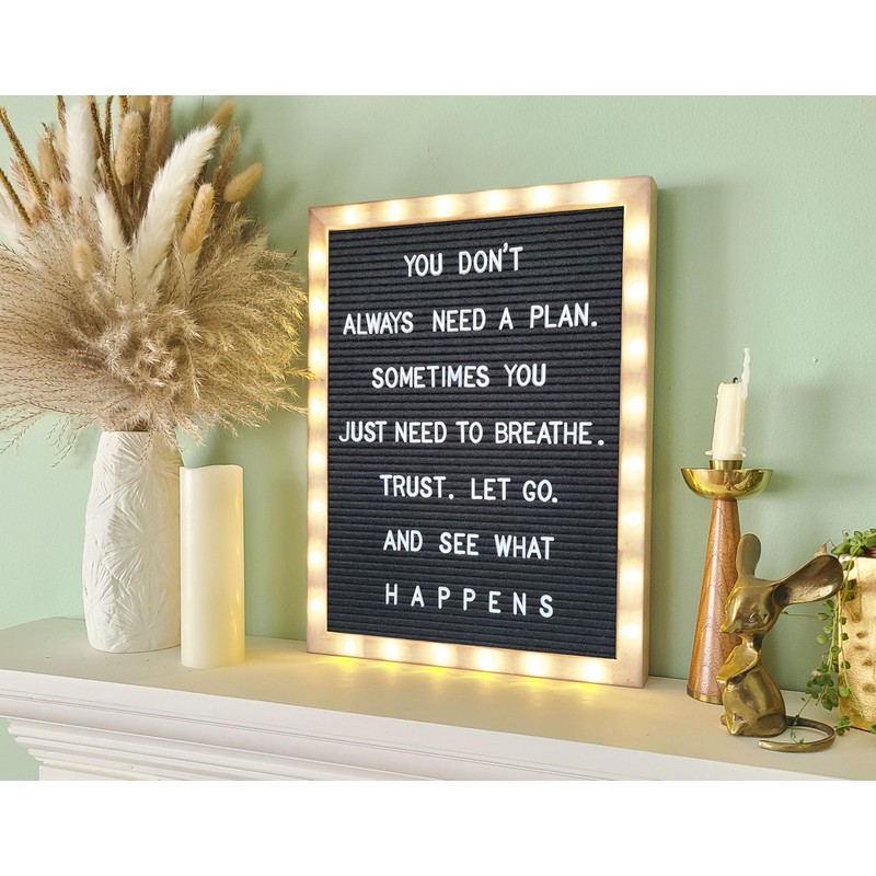 Letter Board THE ORIGINAL Black Felt Board with Stand, Built-in