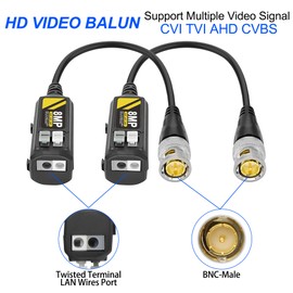MEIRIYFA 8MP Passive HD BNC Video Balun Plug Passive AHD/TVI/CVI/CVBS Signal Transceiver Transmitter for 720P/960P/1080P/3MP/4MP/5MP/8MP CCTV Security Cameras (2 Pairs)