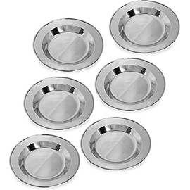 normani 3-12 pieces robust stainless steel camping plates, stainless steel plates, colour 6