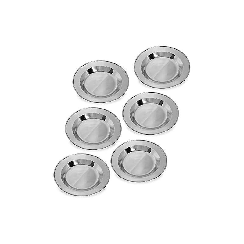 normani 3-12 pieces robust stainless steel camping plates, stainless steel