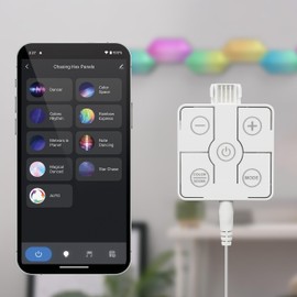 Feit Electric Smart LED Hexagon Tile Lights, 7" Ea, Linkable, RGBW Color Chasing, 2.4GHZ WiFi Enabled, Compatible with Alexa and Google Home Asst, Music Sync, Remote App, 6 Pack - HEX/CHASE/AG/6KIT