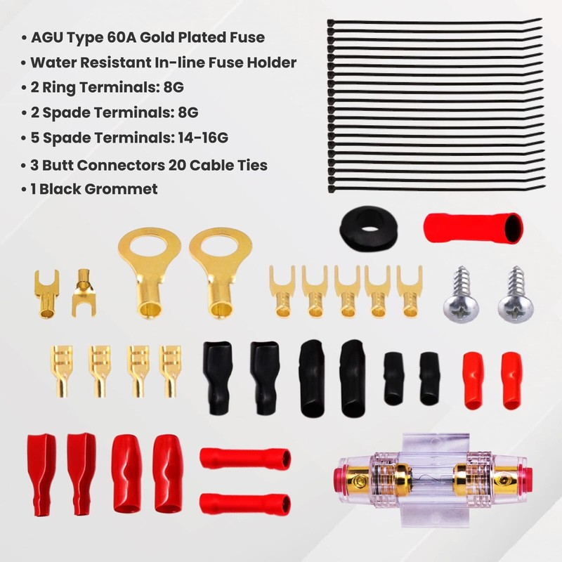 Pyle Marine and Car Audio Wiring Kit - 20ft 8