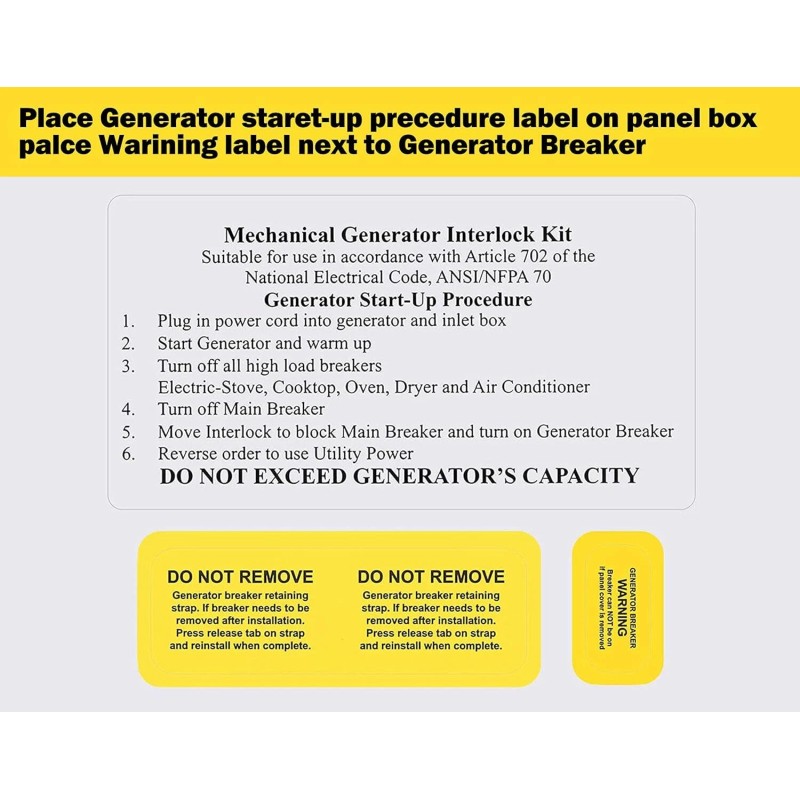 GenCap Generator Interlock Kit Compatible With Square D Qo Homeline