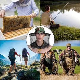 KUMSODE Pack of 2 beekeeper hat, mosquito net hat, mosquito protection hat, beekeeper hat with veil, protection hat for outdoor gardening, jungle, fishing, foldable