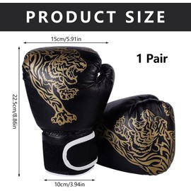 Children's Boxing Gloves, Black Jinwen Tiger Gloves, Striking, Sandbag, Muay Thai, Taekwondo, Martial Arts, PU Boxing Gloves, Training Gloves for 3-12 Years Old, Best Gift for Kids, Teenagers Game Fun