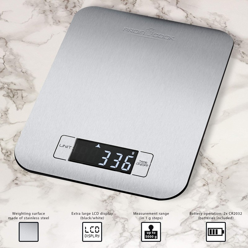 ProfiCook PC-KW 1061 Digital Kitchen Scale with Large LCD Display.