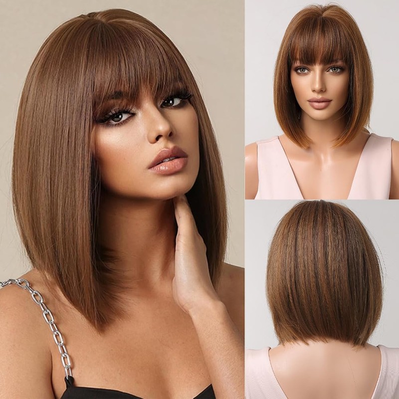 Pelucas para Mujer Cabello Natural, Pelucas Bob Cortas para Mujer
