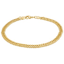 Barzel 18K Gold Plated Rambo Cuban Curb Anklet for Women, 10 Inches - Made In Brazil