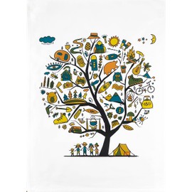Half a Donkey Tree of Camping Large Cotton Tea Towel