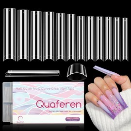 504PCS Clear Square Nail Tips, 3XL Tapered Square Tips for Acrylic Nails Professional, Extra Long No C Curve Nail Tip for Nail Extension, False Nails for Nail Art 12 Sizes with Box