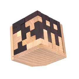 KINGOU Wooden Brain Puzzle Cube 3D Brain Teaser Puzzles 54 Pieces T-Shaped Blocks Builder Creative Educational Toy for Kids and Adults Desk Puzzles for Gift