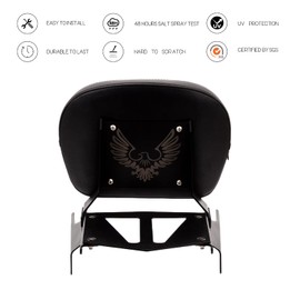 Kinglemc Powersports Sissy Bar with Backrest Luggage Rack for Honda VTX 1300C 1800 F C 2005-2009(Black,Non-Studded)