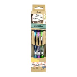 Pentel EnerGelXM BL77 Retractable Gel Pen + Free MT Washi Tape Ink Colours Light Green/Light Blue/Purple