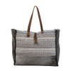 Myra Bag Minimal Rhombus Patterned Weekender Bag Upcycled Cotton &