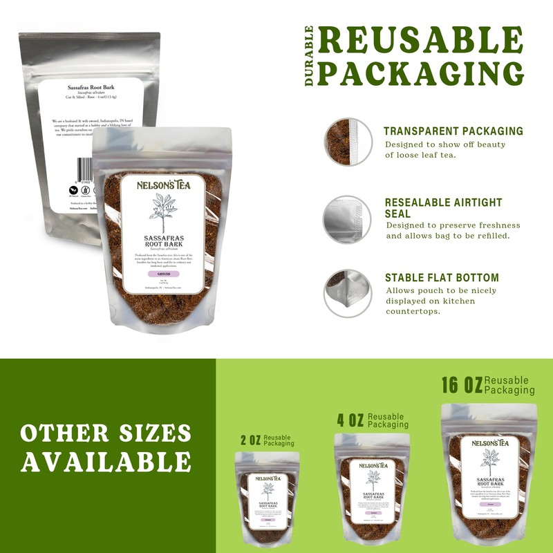 Nelson's Tea - Sassafras Root Bark - Ground Sassafras Albidum