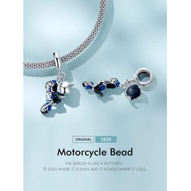 MEETCCY Yellow Enamel Motorcycle Charm 925 Sterling Silver Car Charm Pendant Travel Charm Bracelets for Women Mother's Day Christmas, crystal enamel, enamel