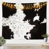 Manfei Abstract Cow Fur Tapestry, White Black Brown Cowhide Print