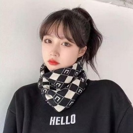 9-Color Winter Knit Headband & Neck Warmer Knit Neck Warmer Checker Black/ONE