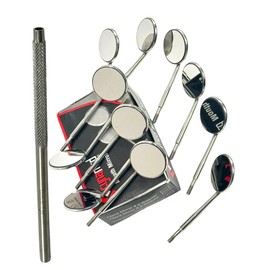 Dental Mouth Mirrors #5 (12PK) with Rhodium Coated Front Surface Intraoral + Mirror Handle - Examination Dental Mouth Mirror - Cone Socket Oral Mirror - Stainless Steel