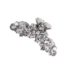Rhinestone Crystal Floral Hair Claw Clips for Women - Vantage Jaw Clips Barrettes, Non-Slip Grip Claw Hair Pins for Fine, Thick Hair, Wedding & Party