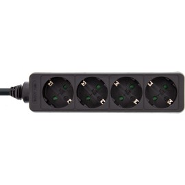 InLine® Socket Strip, 4-Way Protective Contact 5 m, Black