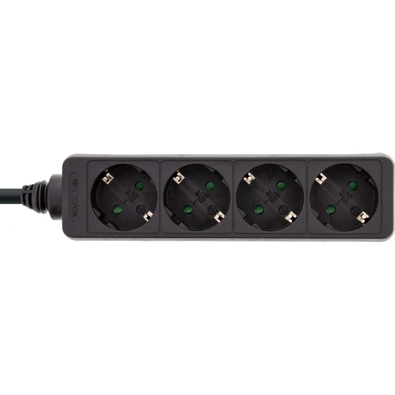 InLine® Socket Strip, 4-Way Protective Contact 5 m, Black