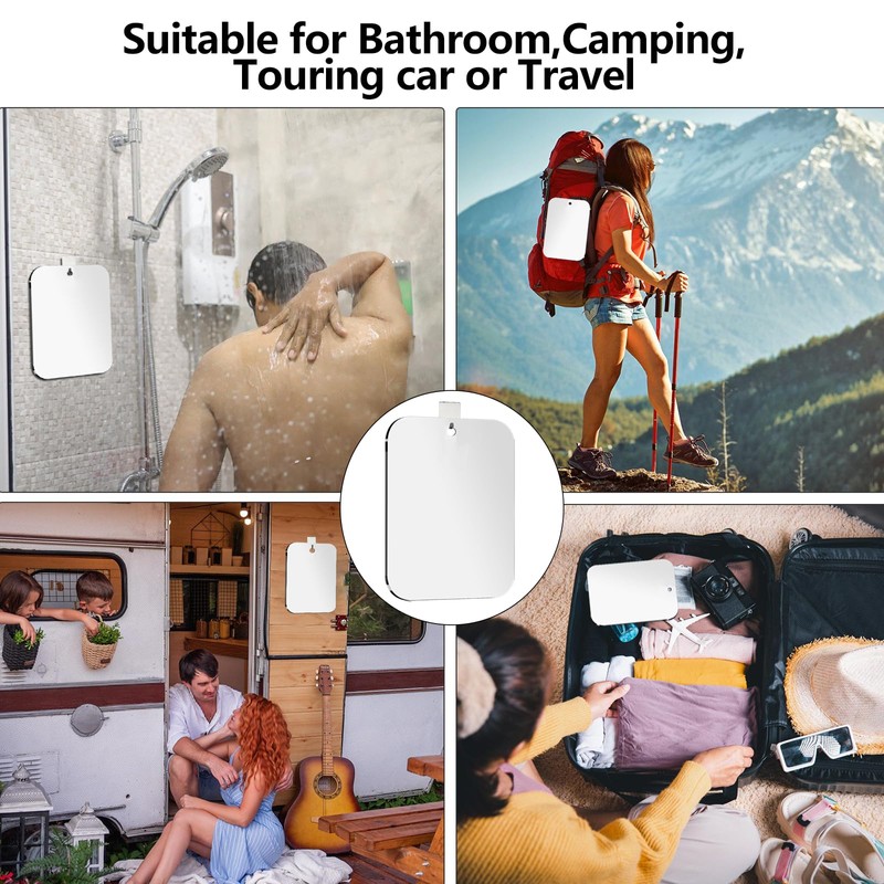 Shatterproof Shower Mirror Fogless for Shaving with Hook (Medium 8x6