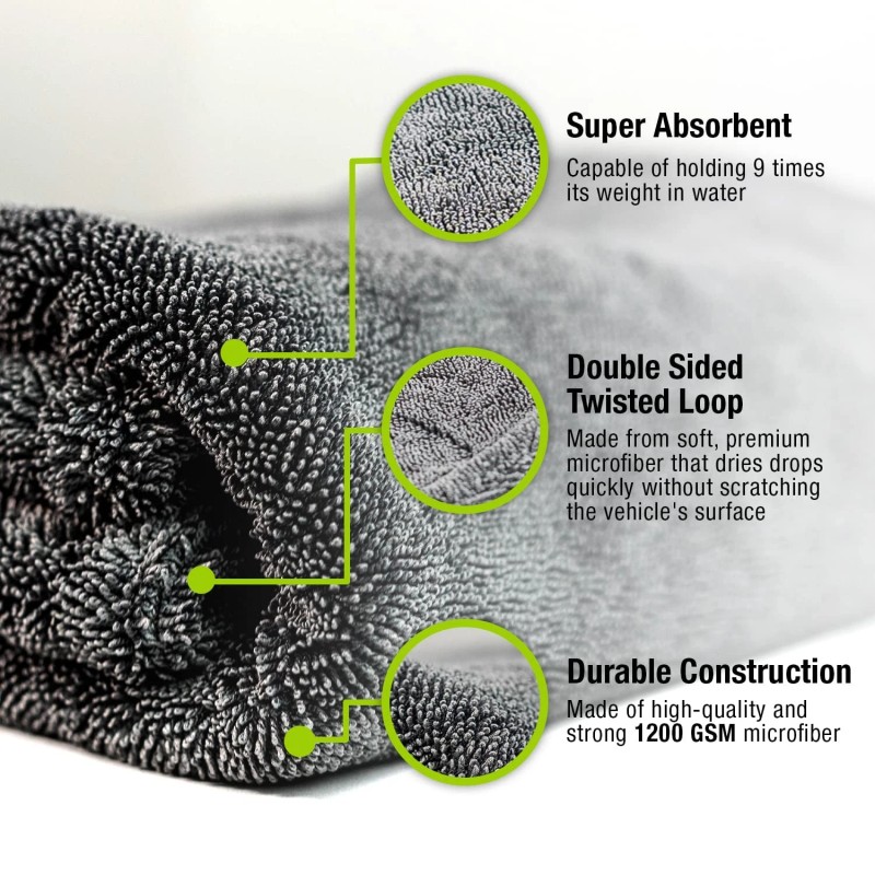 ExoForma Mega Microfiber Drying Towel 24x36 Ultra Absorbent Streak Free