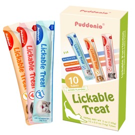 Puddonio High Meat Content Lickable Wet Cat Treats, Healthy Squeezable Creamy Puree Cat Snacks - 0.5 Ounces Each Tube, 10 Tubes