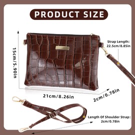 Energather Small Crossbody Purse, PU Leather Small Crossbody Bag Wristlet Purses for Women, Womens Crossbody Purse for Phone (brown)