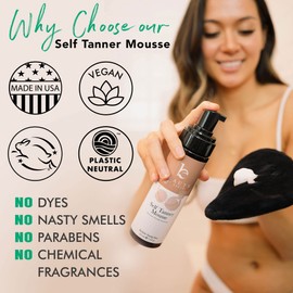 Beauty by Earth Self Tanner Mousse - Medium to Dark Gradual Self Tanner Foam, Sunless Tanner, Natural Self Tanner Mousse, Tanning Foam Self Tanner